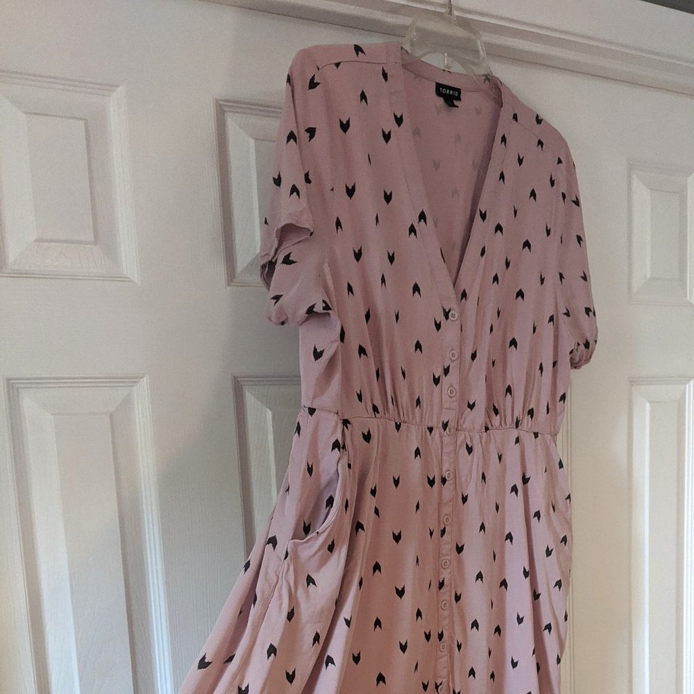 TORRID Babydoll Dress Size 2 Antique Pink Pockets